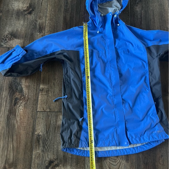 L.L. Bean Rain Jacket Womens Blue Black Windbreaker Hooded Light Size Small - Picture 10 of 14
